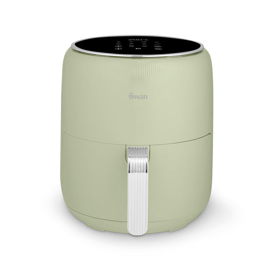 Swan SD10513GRN Retro Digital Air Fryer with Swan Cyclone Technology, 8 Pre-Set Cooking Options, Adjustable Temperature, 4.5L 1500W, Green