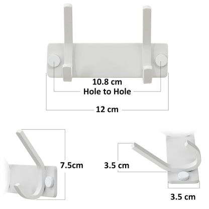HONSKY Wall Coat Rack, 12cm Towel Rack, Painted Metal Wall Coat Hanger with 2 Double Hooks 4 Single Hooks,for Hanging Coat, Hat, Bag, Towel