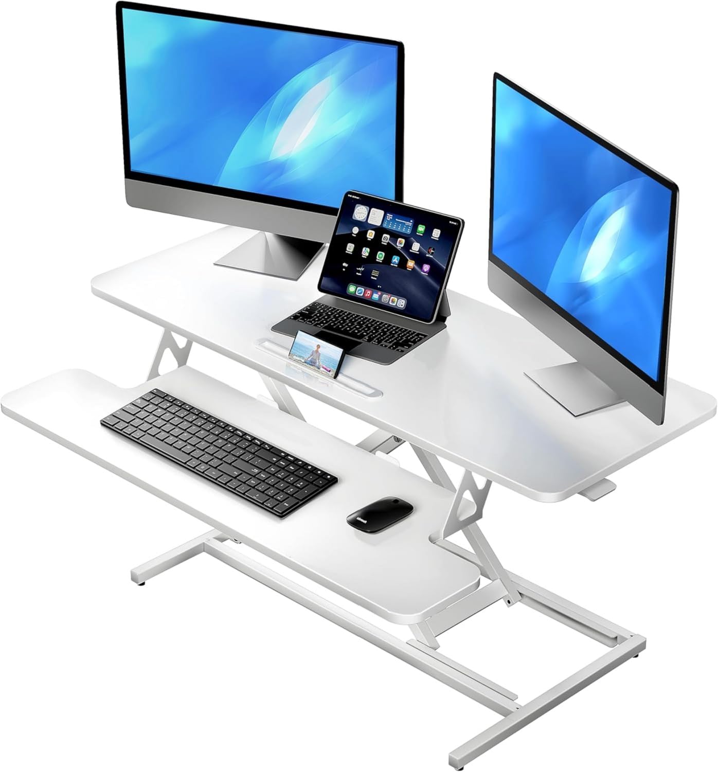 ERGOMAKER Standing Desk Converter, 42"/106cm, White