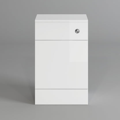 500mm Gloss Grey White Harper Back to Wall Toilet Cupboard Unit White