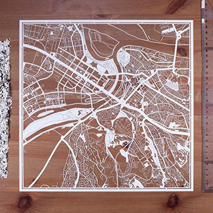 Belgrade Paper Cut Map White 30x30 cm Paper Art