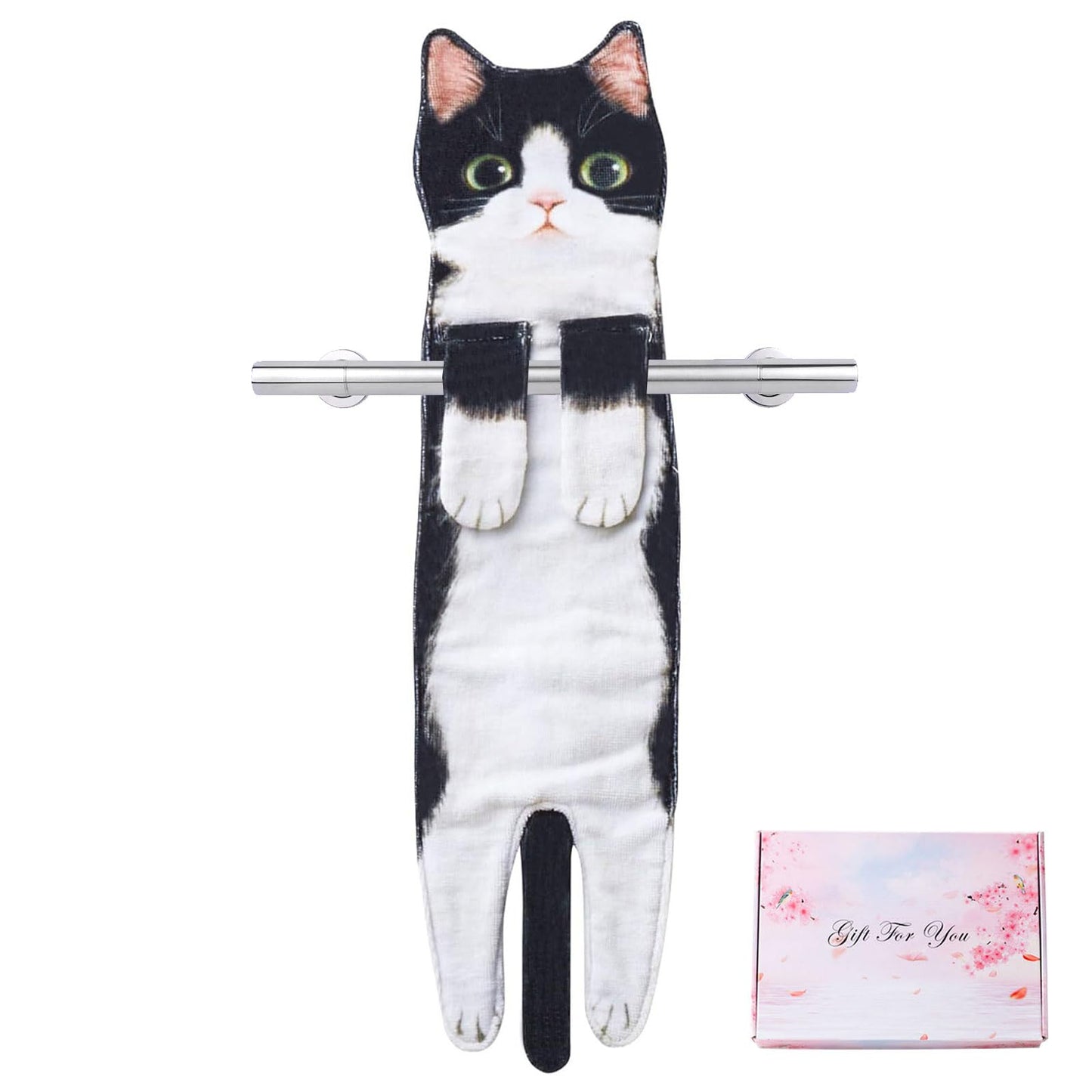 GWAWG Cat Funny Hand Towels,Cute Bathroom Kitchen Towels,Decorative Hanging Kitchen Towel,Cat Gifts for Cat Lovers,Gifts for Women Mum Christmas