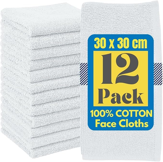 100% Cotton Flannel Face Cloth Set of 3 Size (30x30cm) Ultra Gentle 500 GSM Face Towels for Sensitive Skin-Reusable Facial Cleansing Washcloths for