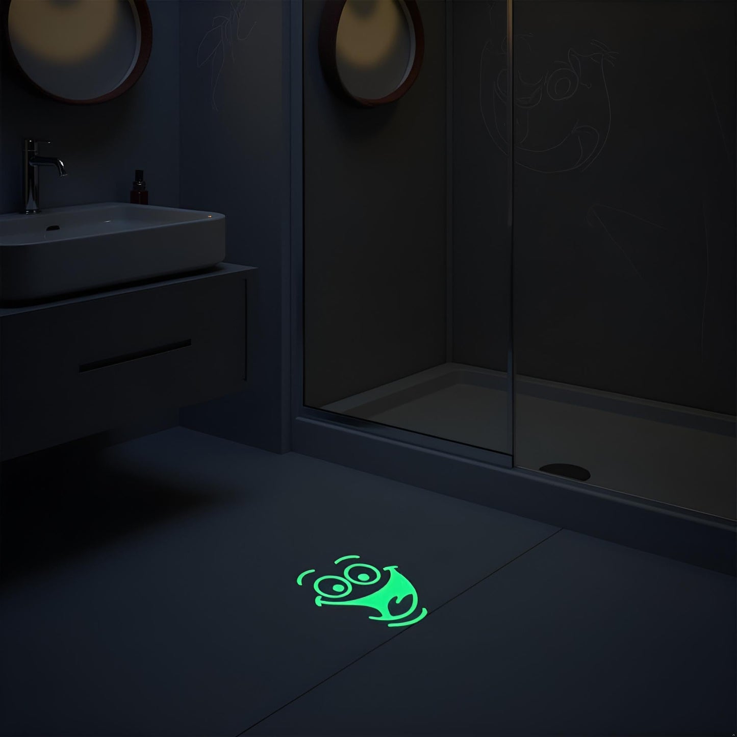 Green Luminous Toilet Lid & Wall Sticker - Funny DIY Bathroom Tattoo Decals, Soft Close WC Accessories