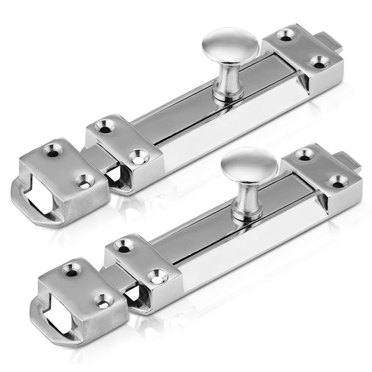 XFORT? 2 Pack Polished Chrome Door Bolt, Surface Mounted Sliding Door Lock, Durable Door Lock Bolts Ideal for Securing Internal Doors for Bedrooms,