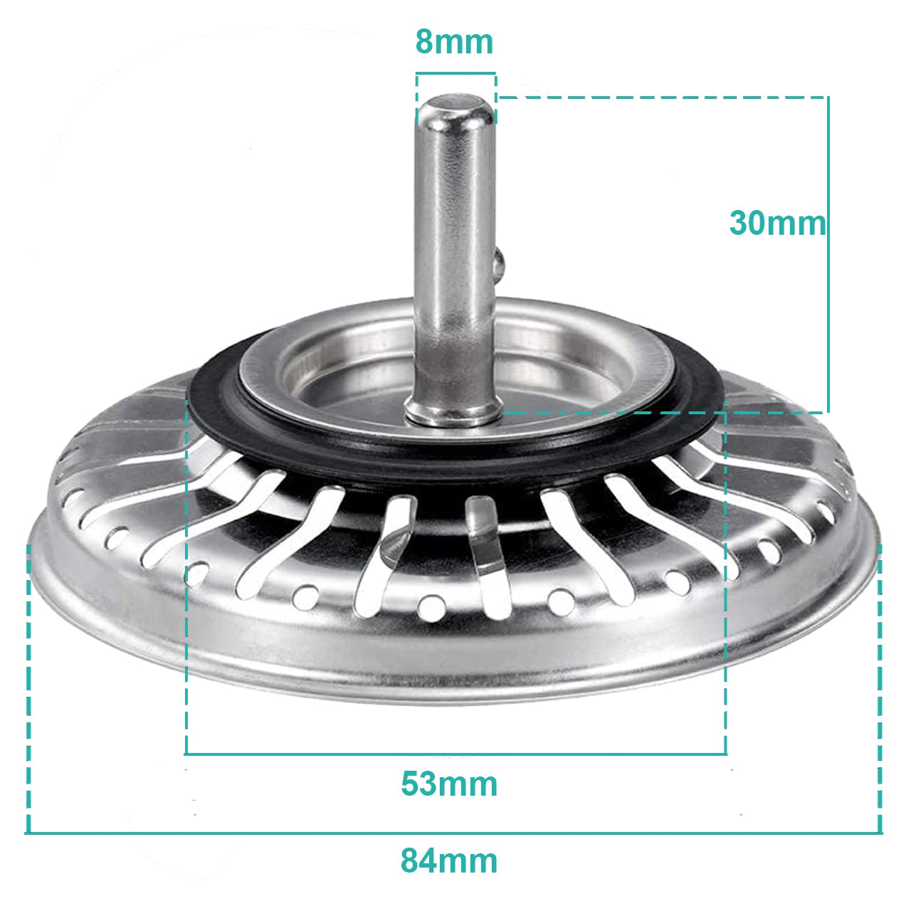 Tomario Kitchen Sink Strainer Plug Stainless Steel Thicken for Kitchen Sink, Hole Diameter 78mm 79mm 82mm 84mm (2 Pack, 84mm, Bonus Storage Case)
