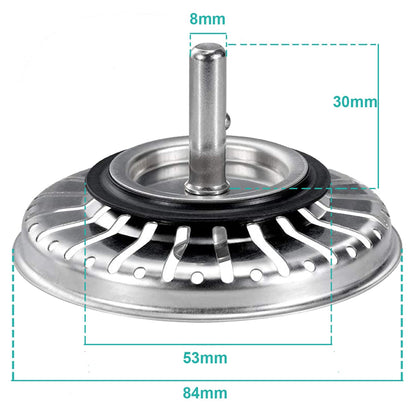Tomario Kitchen Sink Strainer Plug Stainless Steel Thicken for Kitchen Sink, Hole Diameter 78mm 79mm 82mm 84mm 2 Pack, 84mm, Bonus Storage Case