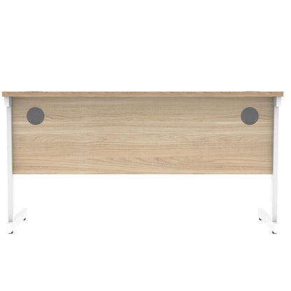 Office Hippo Essentials Rectangular Writing Computer Work Place, Home Office Desk with Cable Port Management, MFC, Canadian Oak, 140x60cm