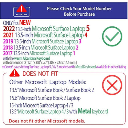 mCover Hard Shell Case Compatible with 13.5-inch Microsoft Surface Laptop 1/2 / 3/4 / 5 Computer with Alcantara Material Keyboard (Not for Metal Keyboard) -Purple