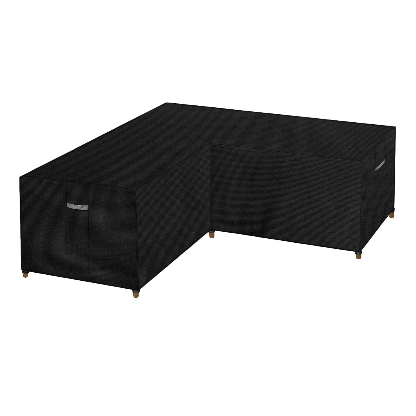 Dokon V-Shape Garden Furniture Covers Waterproof Heavy Duty 600D Oxford Fabric Windproof Anti-UV Outdoor Rattan Corner Sofa Cover with Air Vent, Patio