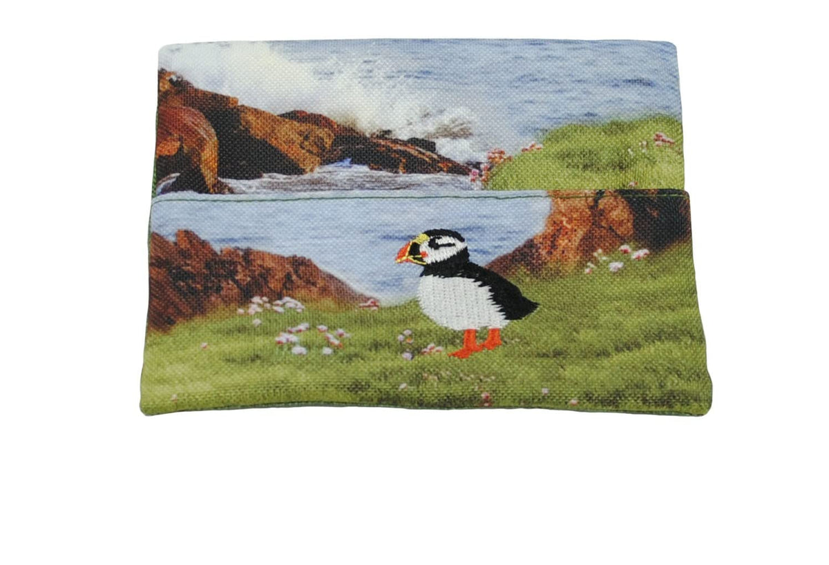 Justina Claire Pocket Tissue Holder in a Puffin Design