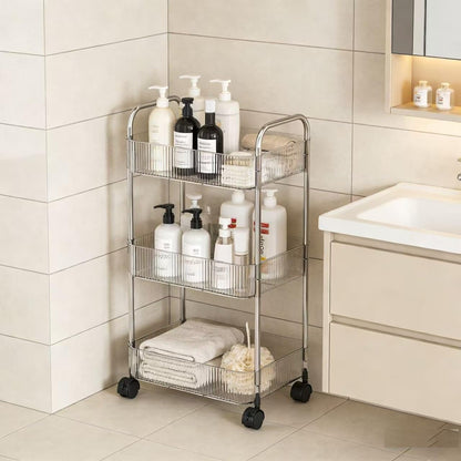 Multibao 2/3/4 Tier Storage Trolley on Wheels - Acrylic Shelf Cart for Bathroom, Spa, Salon Beauty 3 Tier 40 * 28.5 * 69.7cm