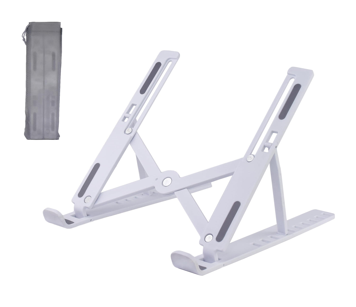 Fit4Less Foldable Laptop Stand, adjustable Height,Ergonomic Computer Stand, astic white color for Various Laptops no more than 16''