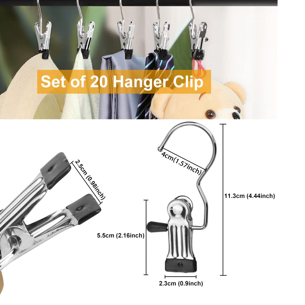 BUZIFU 20 Pcs Portable Laundry Hooks, No-slip Metal Boots Hangers,Single Coat Hangers,Hat Storage Hanger Clips, Home Travel Hanger Clips