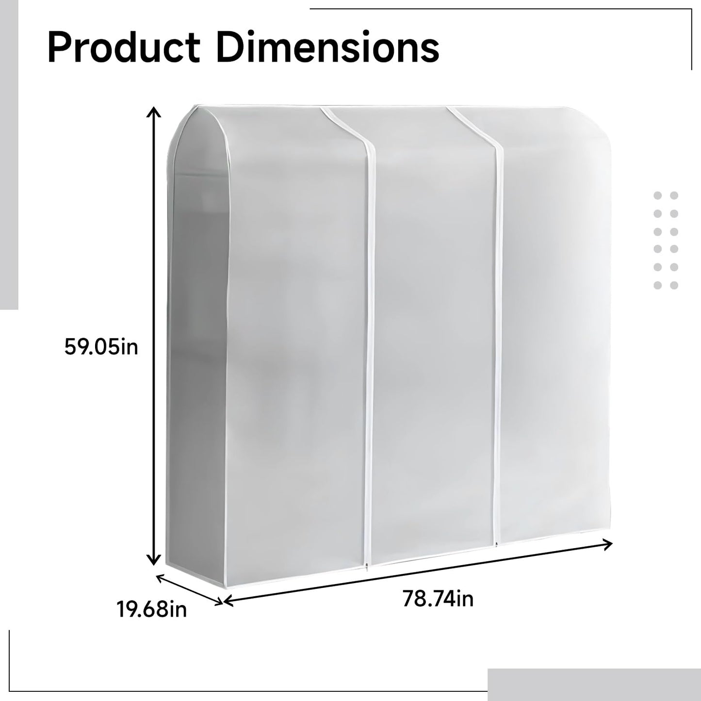 Packool Quality PEVA Wardrobe Protector, Waterproof Dustproof Garment Bag, 78.7 x 19.61 x 59.1 in（200 x 50 x 150 cm）