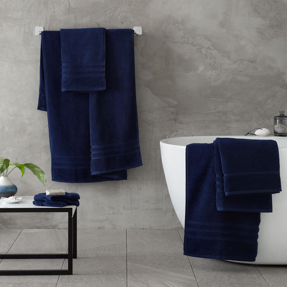 Catherine Lansfield Zero Twist Cotton 50x85cm Hand Towel Navy Blue