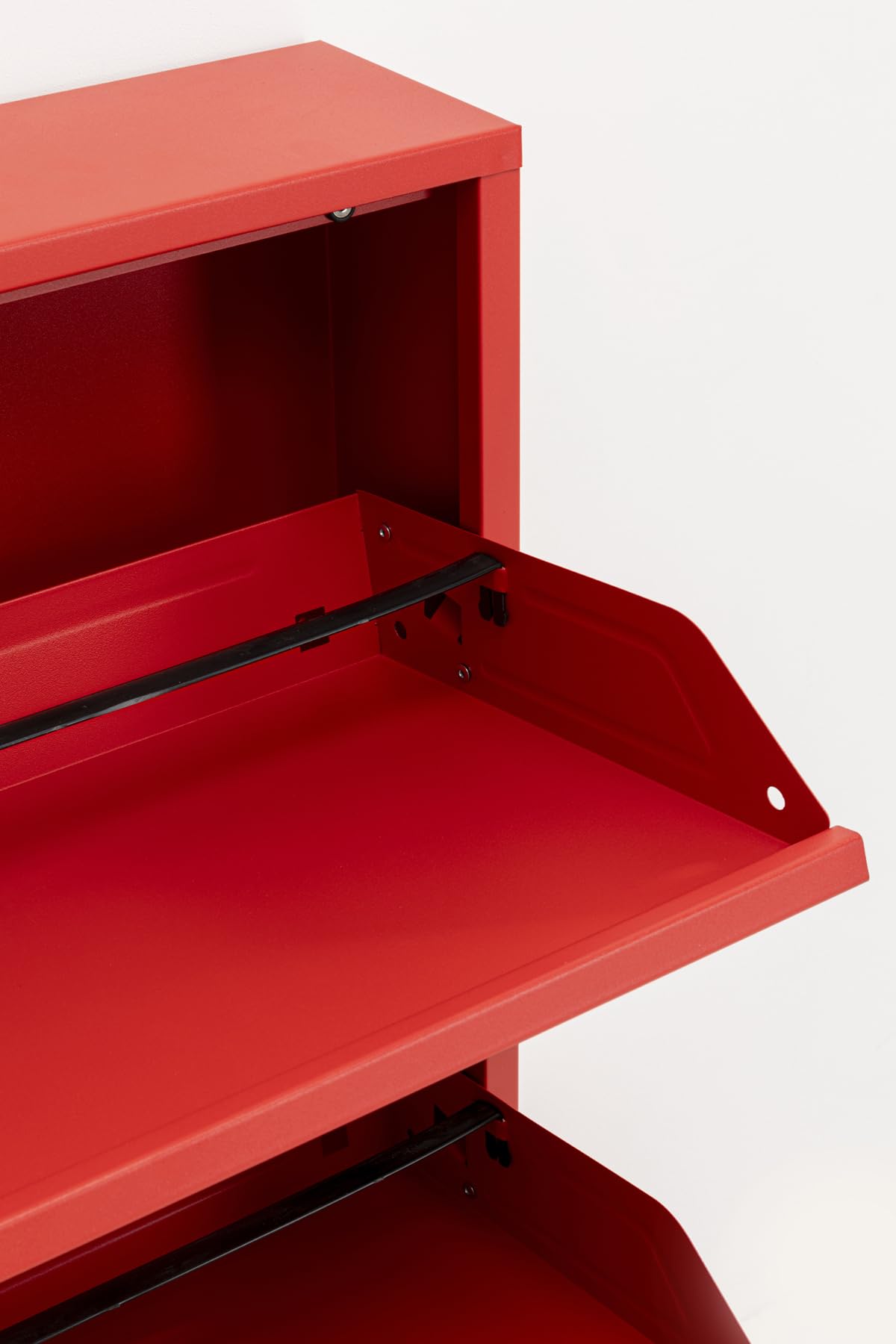 Kare Design Shoe Container Caruso 3, Red, Steel, 3 Tipping Compartments, Space for 6 Pairs of Shoes, Slim, Space-Saving, Storage Space, Hallway