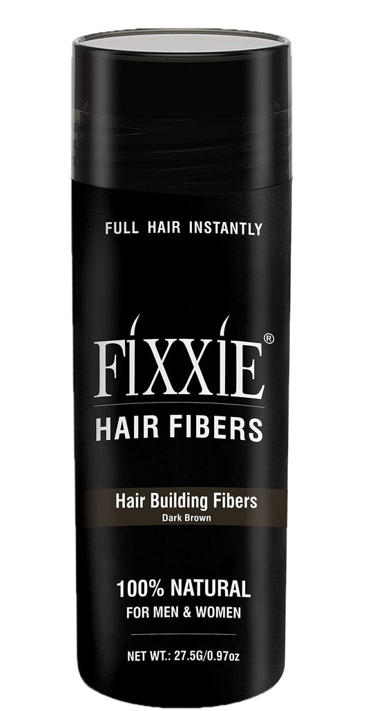 FIXXIE Hair Fibres DARK BROWN for Thinning Hair 27.5g Bottle, Hair Fibre Concealer for Hair Loss for Men and Women, Naturally Thicker Looking Hair