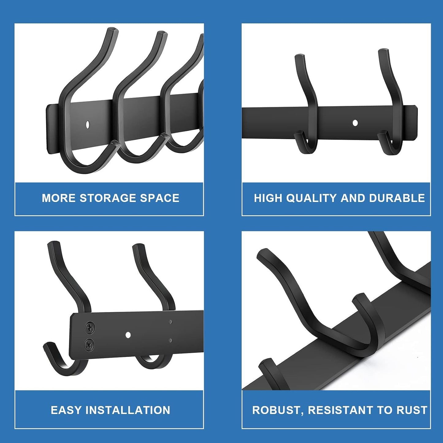 MEIJO Coat Hooks Wall Mounted, Coat Rack Wall Mounted Stainless Steel with 8 Hooks Heavy Duty Coat Hooks for Door, Bedroom, Bathroom, Kitchen