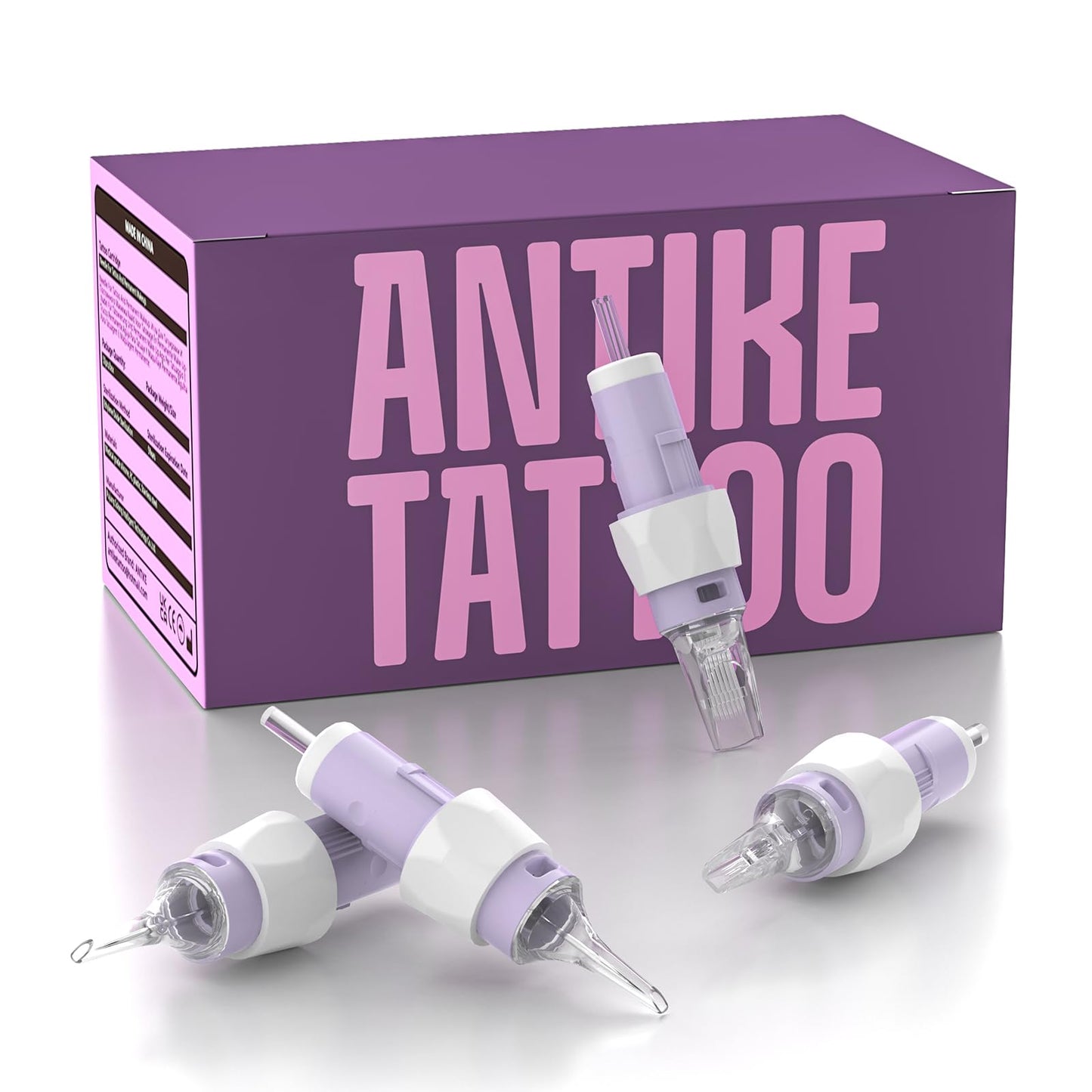 ANTIKE 50Pcs Mixed Tattoo Cartridge Needles Disposable Tattoo Needle # 10 Bugpin Round Liner Curved Magnum Shader 3RL 5RL 7RL 7RM 9RM Finger Ledge