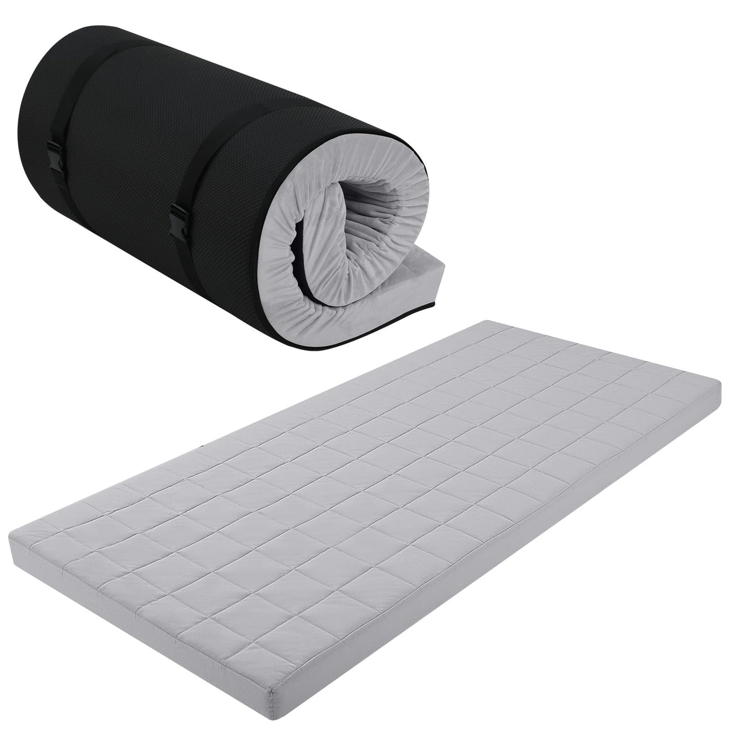 MeMoreCool Roll Up Floor Mattress Single 190x90cm, Light Grey