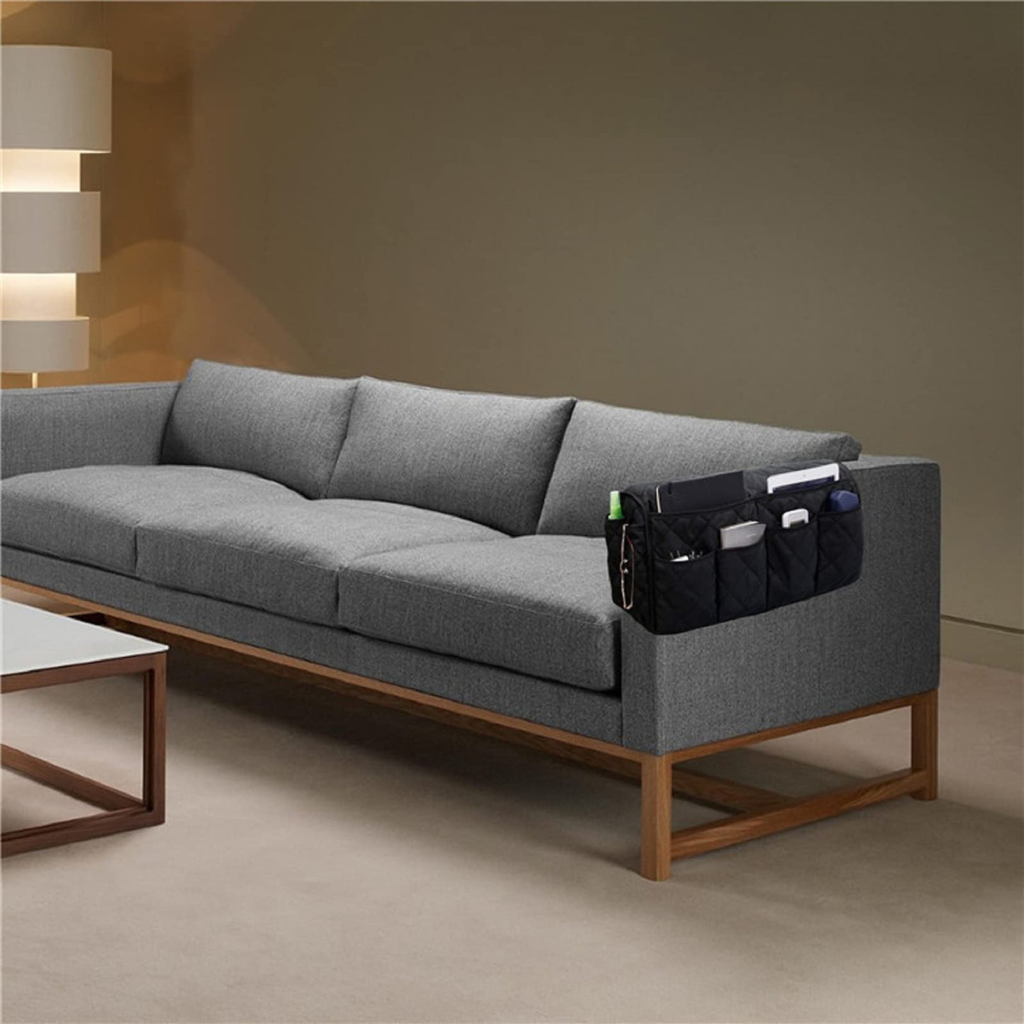 Faxianther Sofa Armrest Organizer Waterproof Couch Arm Rest Storage Bag Magazine Books Remote Control Phone Letter Pockets Holder Caddy Table