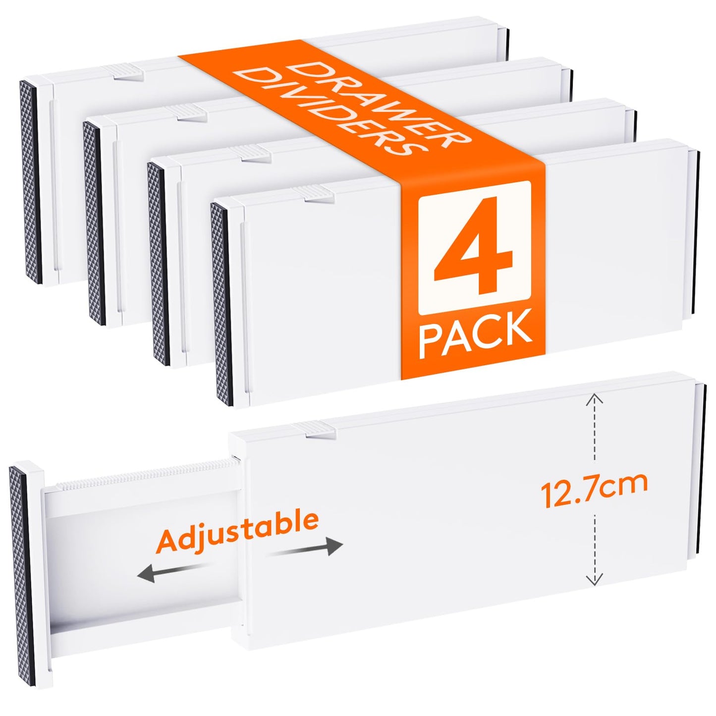 Lifewit 4 Pack 5" High Drawer Dividers 34-56cm/13.5-22" Adjustable Drawer Organiser for Clothes/Utensils, Expandable Kitchen Drawer Dviders