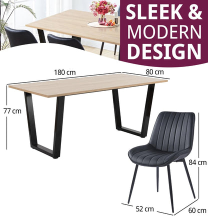Hallowood Furniture Dudley Industrial Dining Table and Chairs Set 4, 180cm