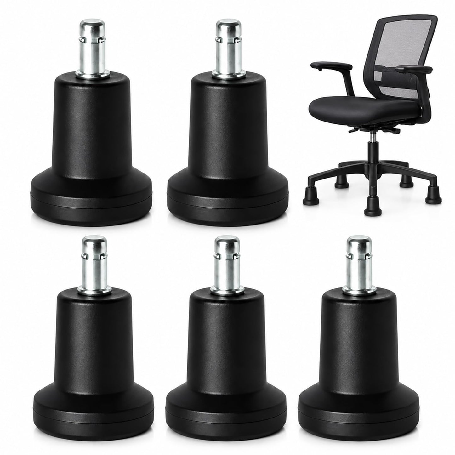 5Pcs High Profile Bell Glides Replacement Stool Swivel Caster Wheels or Office Desk Chair
