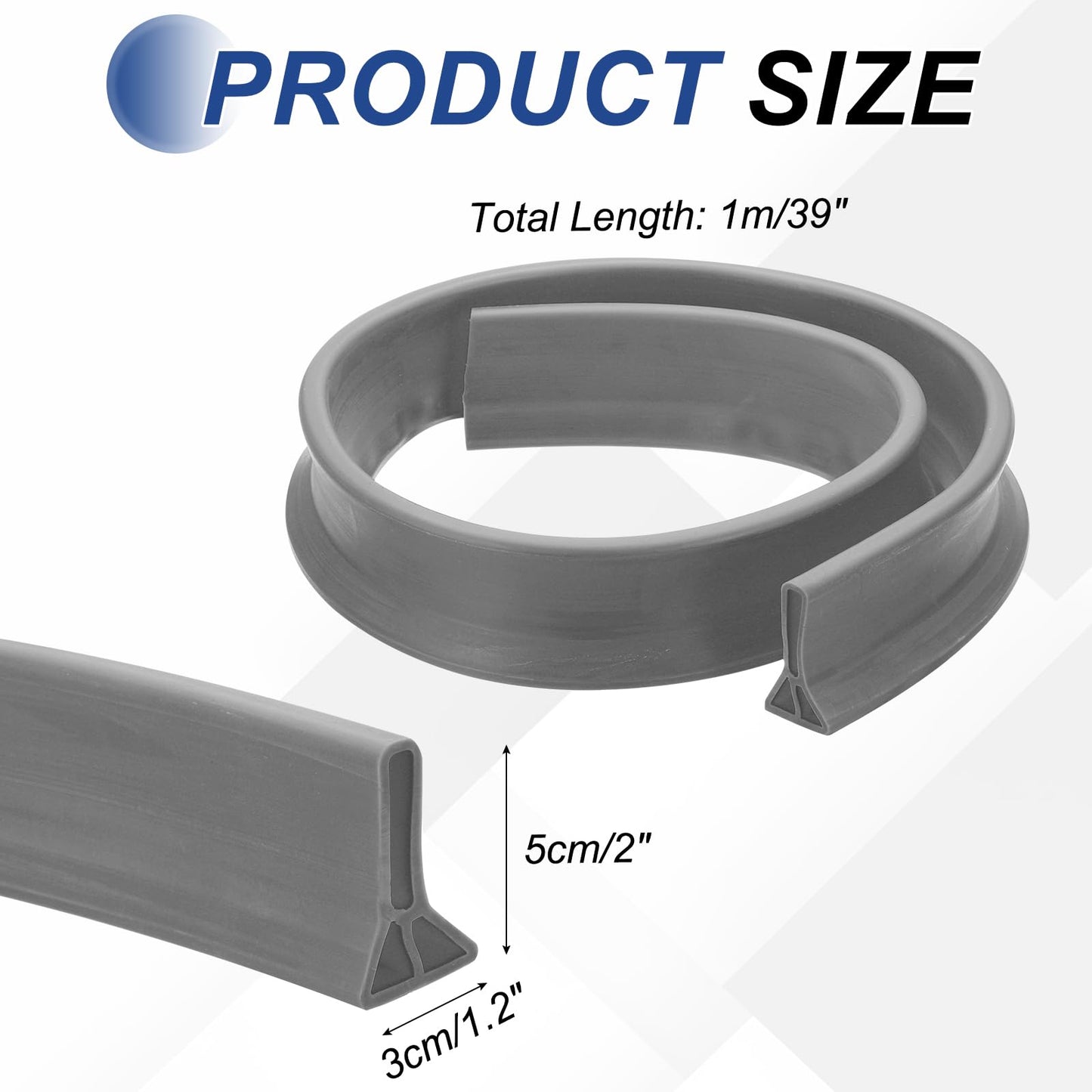 PATIKIL Wet Room Floor Barrier 5cm x 1 Meter, Self Adhesive Shower Threshold Water Barrier Bath Seal Trim Strip for Bathroom Kitchen, Gray