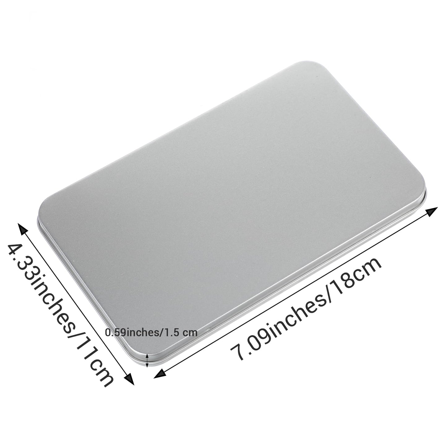 2 Pack Rectangular Metal Tin Box with Lid Metal Tins With Hinged Lid Portable Empty Box Container Storage Small Silver Storage Tin Case for