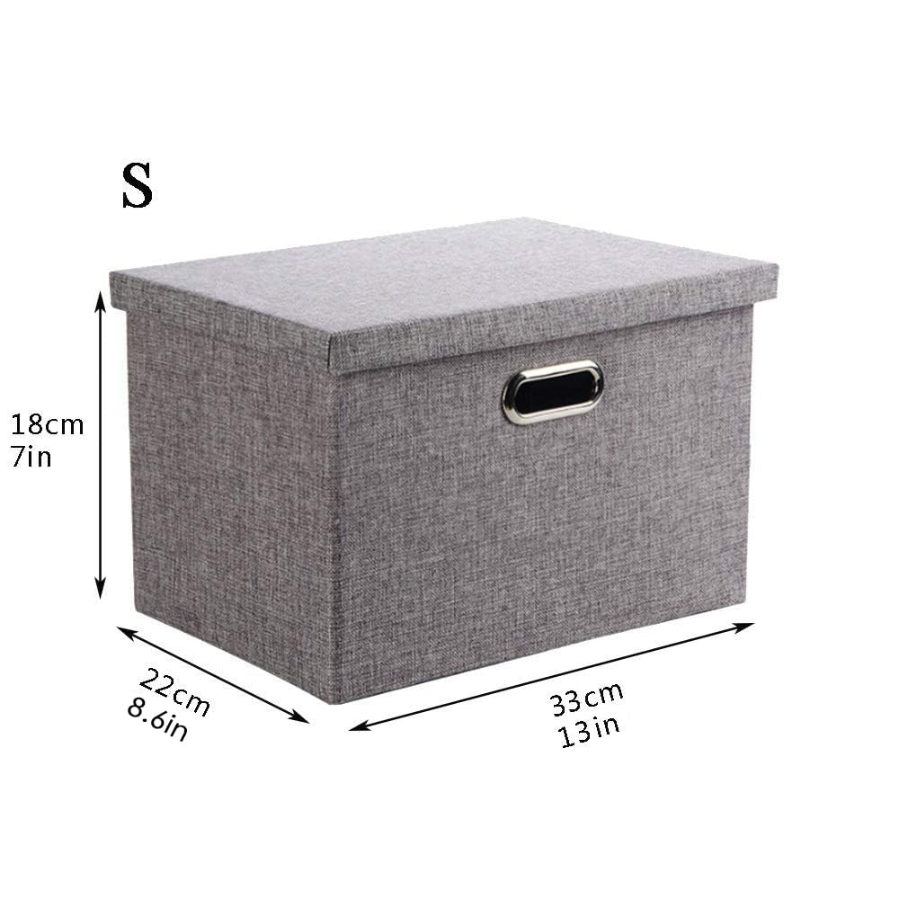 Wintao Storage Boxes with Lids, Collapsible Fabric Storage Baskets for Shelves, Grey, Small, 33 x 22 x 18 cm, 1 Pack