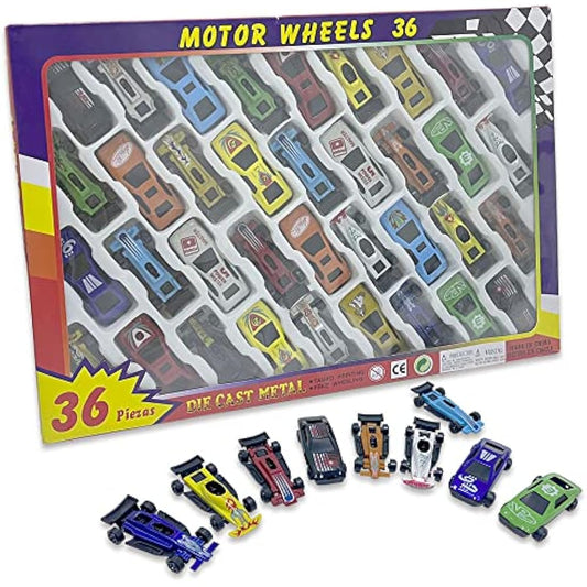 Ram© 36 Piece Die Cast Metal Toy Cars Childrens Pretend Play Race Cars Toys