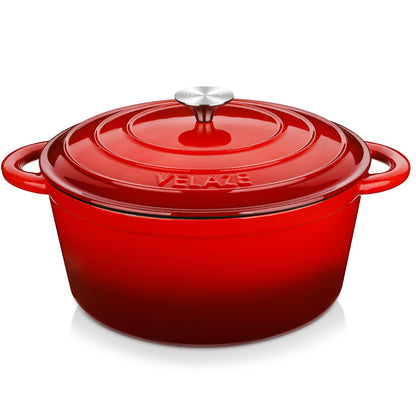 Velaze Casserole Dishes,Cast Iron Braiser With Lid, Non Stick Dutch Oven Pot,Heavy-Duty Round Cast Iron Pot, Sturdy Dutch Oven Cookware,