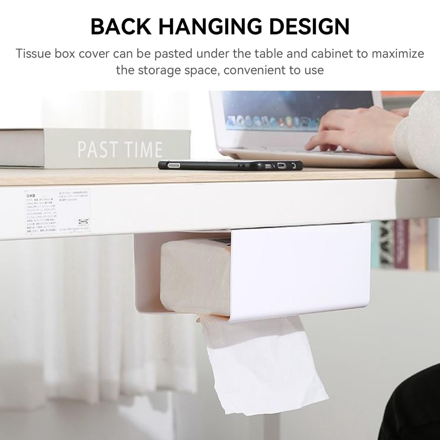 Tissue Box Cover Self Adhesive Wall Mounted Facial Tissues Box Napkin Holder Dispenser for Table & Kitchen Cabinet & Wall, Upward or Downwar