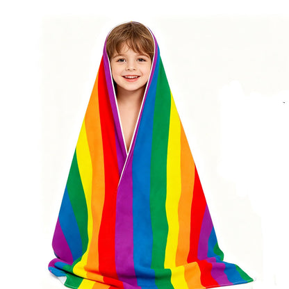 yayafunfun Large Quick Dry Microfibre Beach Towels for Adults,160X90cm Rainbow Bath Towel Travel Towels with Pockets,Lightweight Beach Towel for