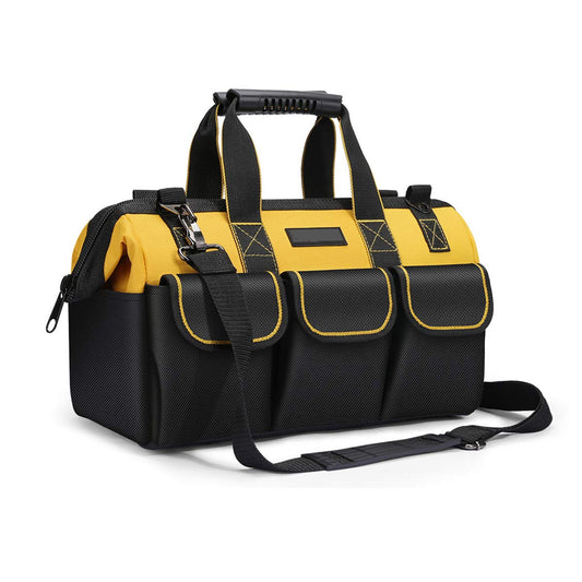 17-Inch Tool Bag Organiser, 43?17?25 cm, Muti-Purpose Wide Open Mouth Tool Storage Bag with Adjustable Shoulder Strap Tool Bag Organizer for Home DIY