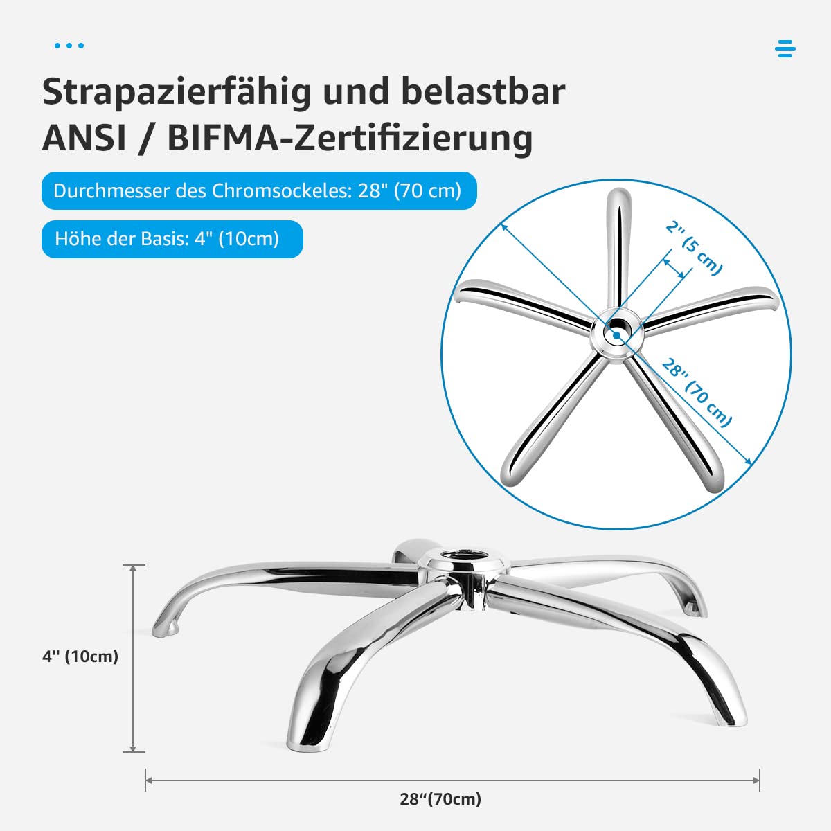 Mastery Mart Office Chair Foot Chair Base Accessory Replacement Part Base Base Five Star Foot Base Five Claw Feet for Office Chair Desk Swivel Chair