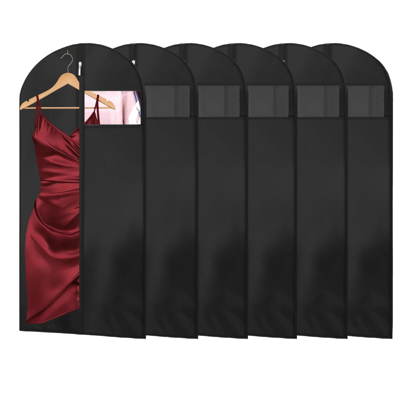 AMFUN 6 PCS Dress Bag,Full Length Travel Suit Bag with Zipper, Dust-proof Clothes Covers Protector Bags,Gown Garment Bag for Long Dresses, 100×60 cm