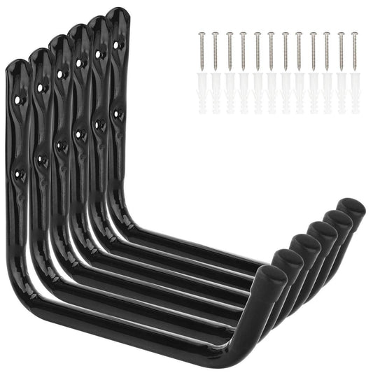 pipabiba Heavy Duty 28cm Large Arm Storage Hooks, 6 Pack Wall Mounted Garage Hanger & Organizer for Ladder, Bike, Chair, Garden Hose, Power Tool,
