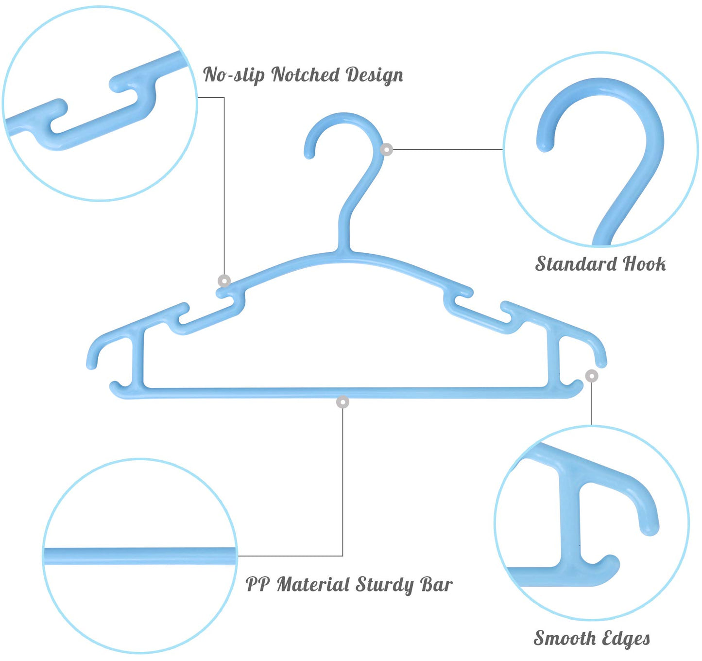 ilauke 36 Pack Baby Clothes Hangers, Plastic Kids Hangers with Notches