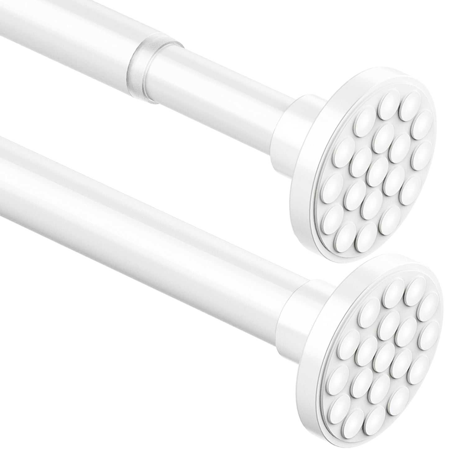 Curtain Pole No Drill Extendable Clothes Rail Shower Curtain Rail Telescopic Rod Curtain for Bathroom,Bedroom,Wardrobe White (48-70CM Φ25mm)