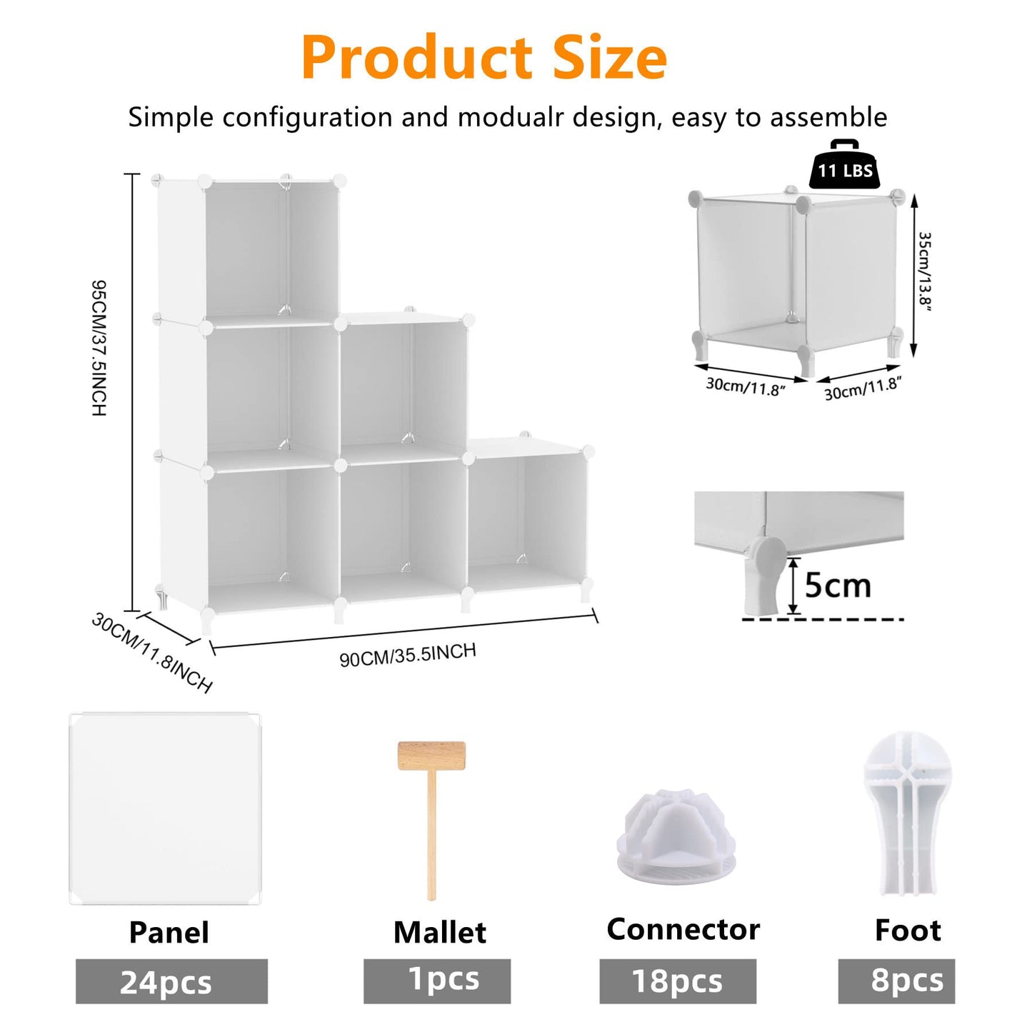 AWTATOS Cube Storage Organizer, Storage Cubes Shelve Bookshelf 6 Cube,White