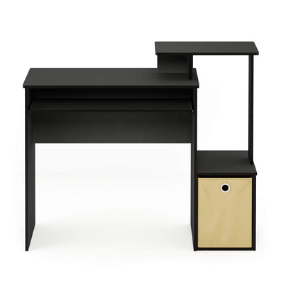 Furinno Econ Multipurpose Home Office Computer Writing Desk, Computer Desk, Study Desk, w/Bin, Black/Brown, 100.1 (W) x 86.6 (H) x 39.9 (D) cm