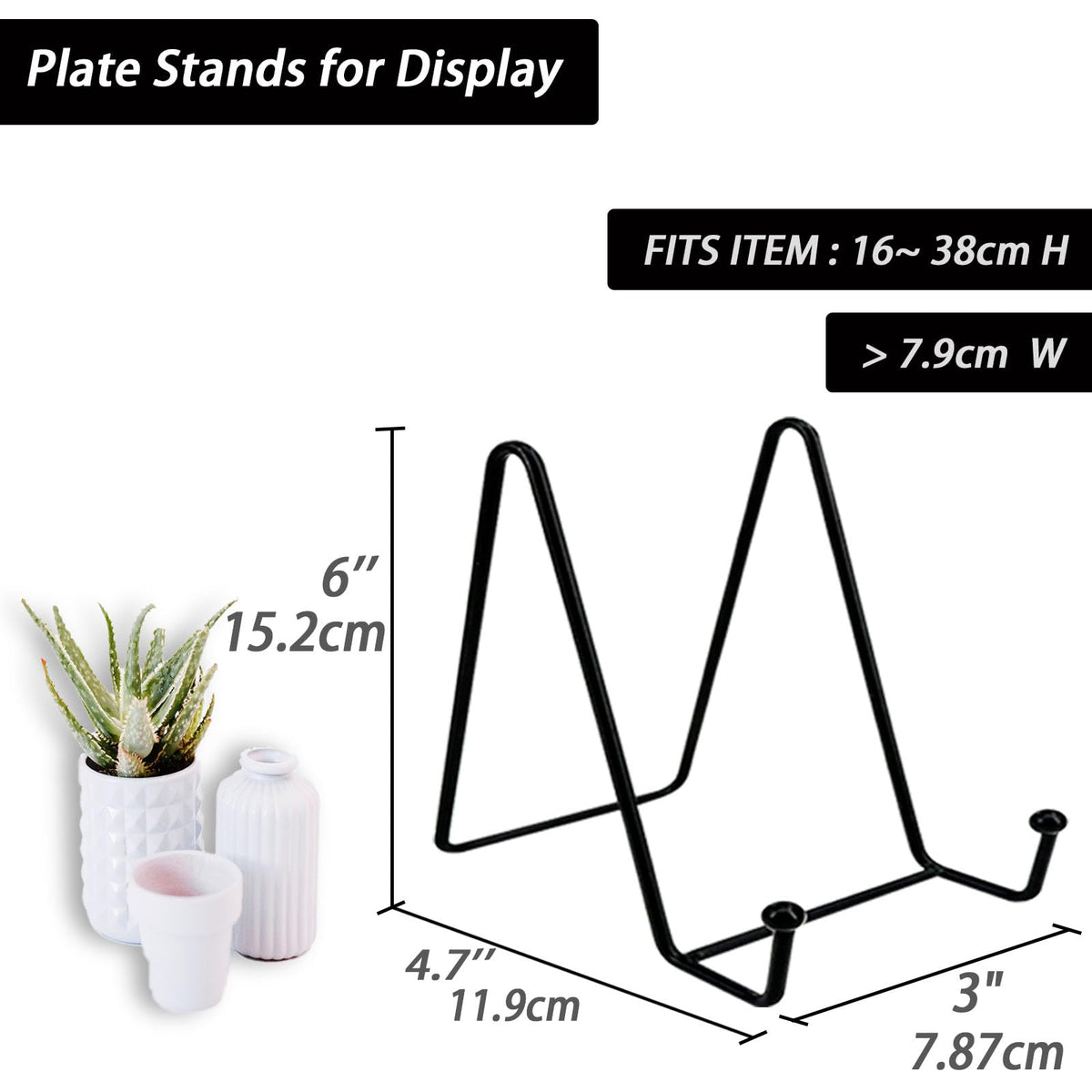XHMAXE 6 Inch Metal Plate Display Stands Tabletop Holders 2 Pack