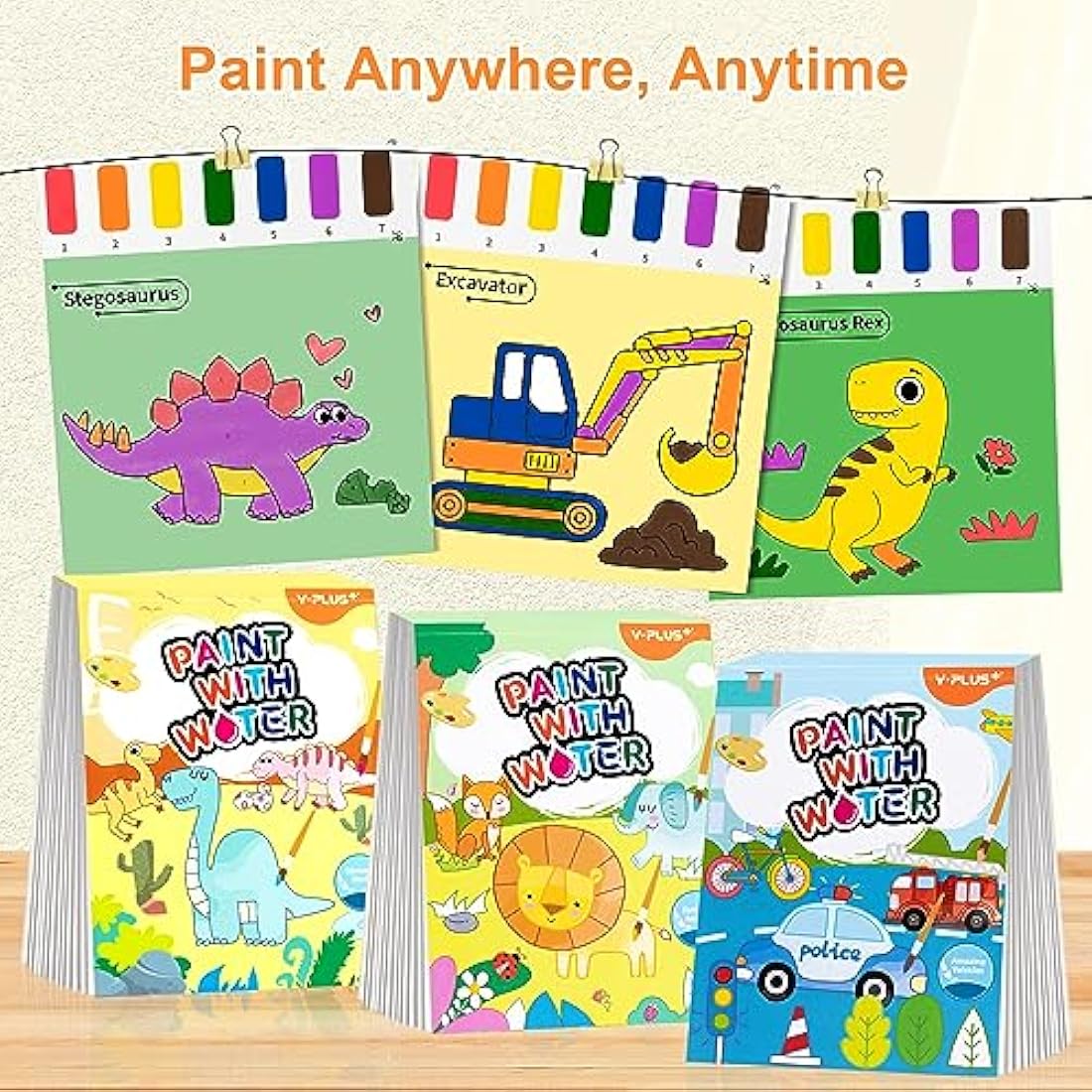 Water Colouring Book for Children Painting - YPLUS Watercolour Paint Set Paper for Kids, Magic Book Arts and Crafts Gift for Drawing - Dinosaur