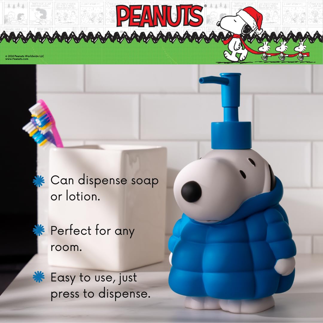 Franco Soap Lotion, Resin, Blue-Snoopy Puffer Coat Pump Dispenser