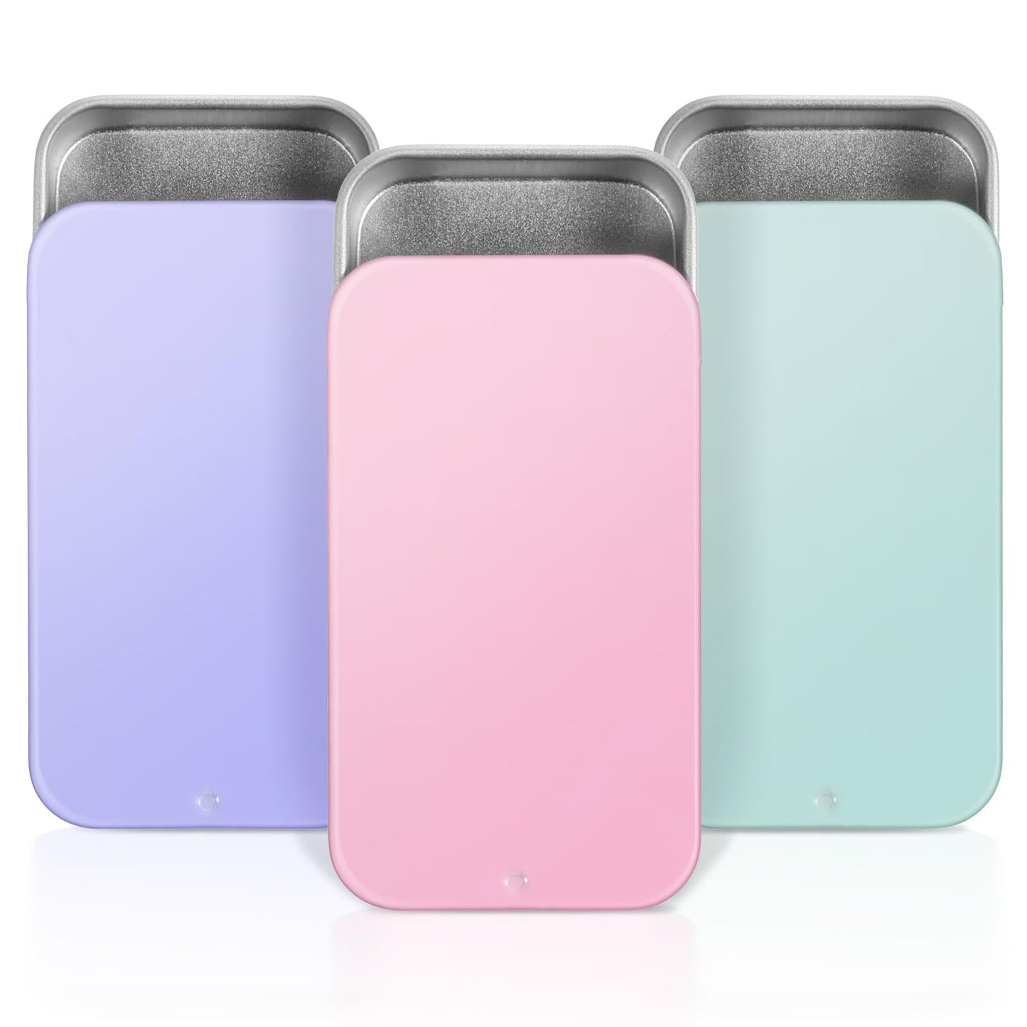 SynHHergyx Metal Tin Box, 3 Pcs 2.36×1.33×0.4 Inch Small Tin Box, 3 Colors