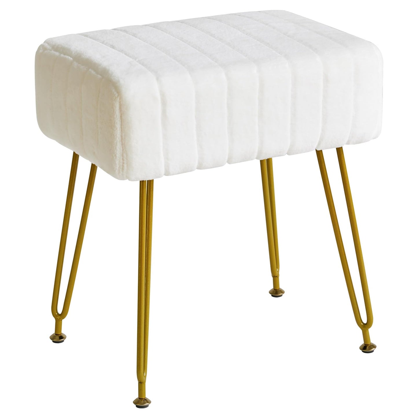 IBUYKE Makeup Vanity Stool, Velvet Rectangular Footrest, White L/G-51W
