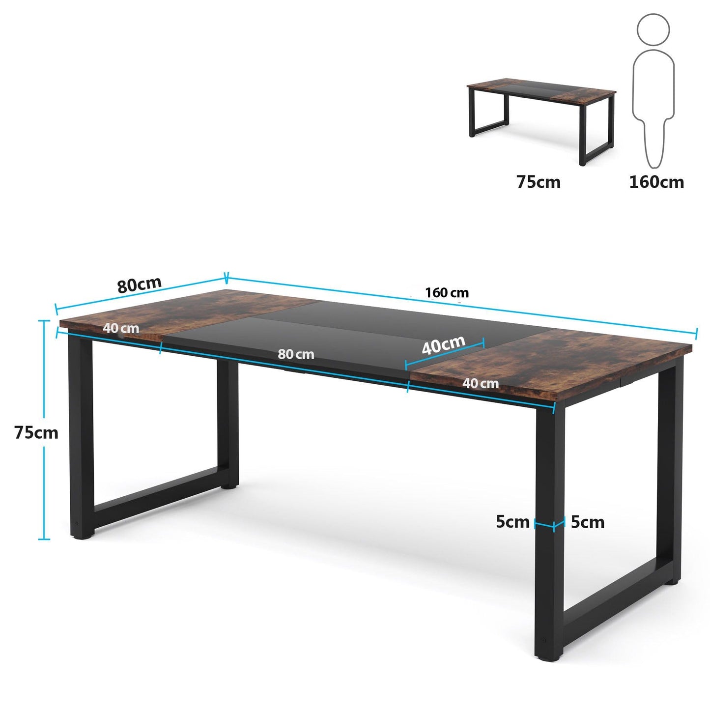 Tribesigns 160 x 80 cm Dining Table, Industrial Kitchen Table for 4-6 Person, Rectangular Dinner Table for Dining Room Kitchen Living Room